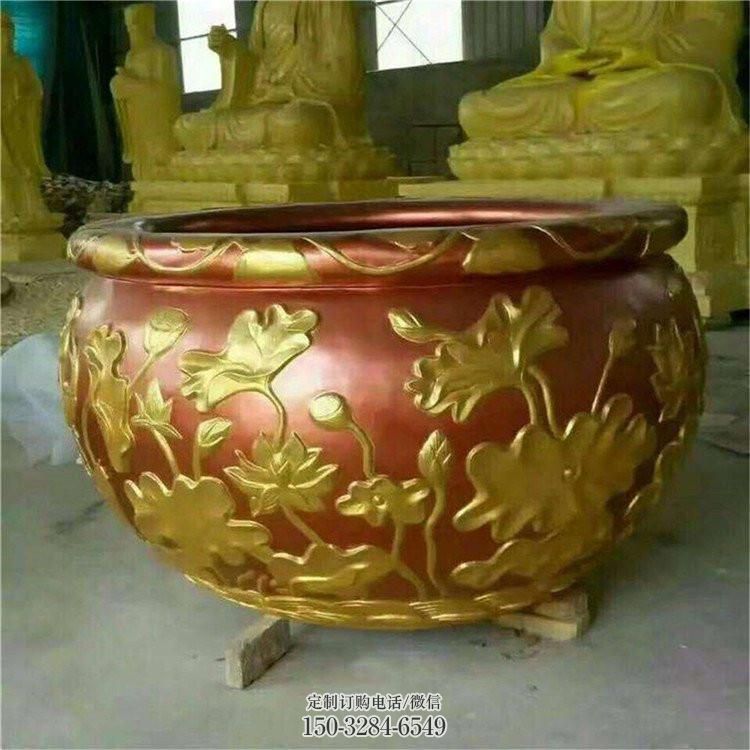 荷叶图铜缸雕塑 荷叶图铜缸雕塑