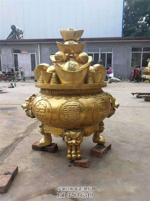 招财元宝圆鼎雕塑