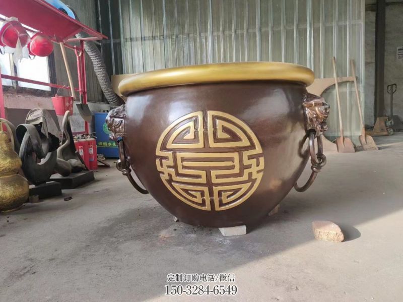 铸铜吉祥铜缸雕塑 铸铜吉祥铜缸雕塑
