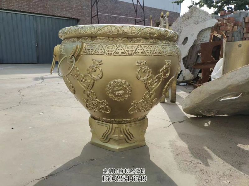 黄铜吉祥铜缸雕塑制作 黄铜吉祥铜缸雕塑制作