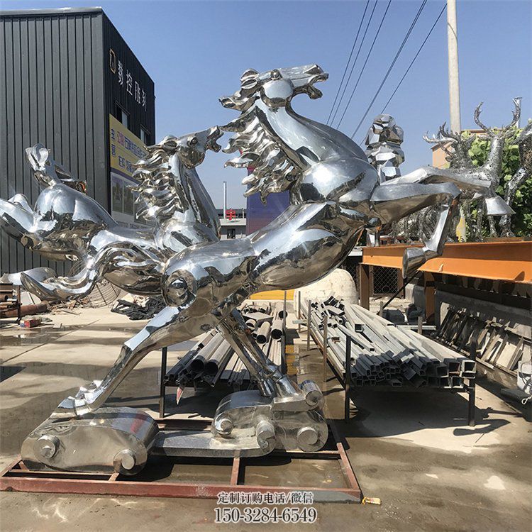 抽象不锈钢奔马雕塑,城市动物摆件,广场雕塑 抽象不锈钢奔马雕塑,城市动物摆件,广场雕塑