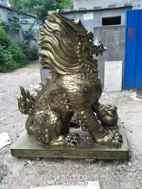 步行街麒麟雕塑,铸铜农耕雕塑,铸造方式 步行街麒麟雕塑,铸铜农耕雕塑,铸造方式