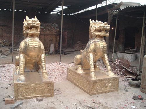 公园麒麟雕塑,喷砂发光雕塑,铸铜工艺 公园麒麟雕塑,喷砂发光雕塑,铸铜工艺