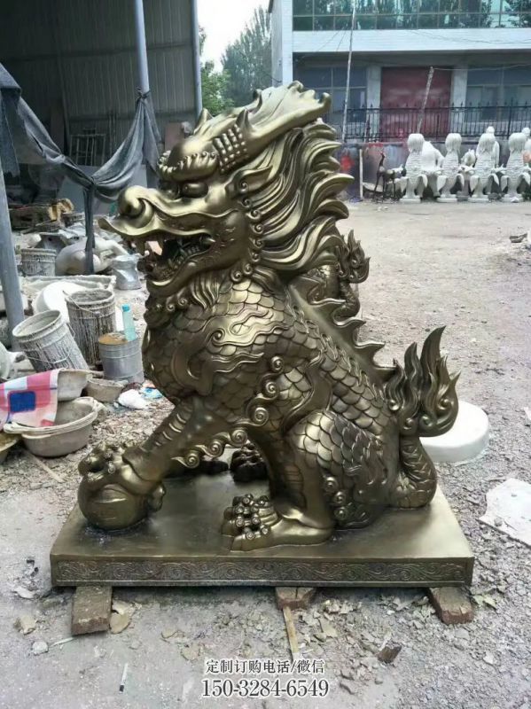 庭院麒麟雕塑,镀金欧式雕塑,仿古形式 庭院麒麟雕塑,镀金欧式雕塑,仿古形式