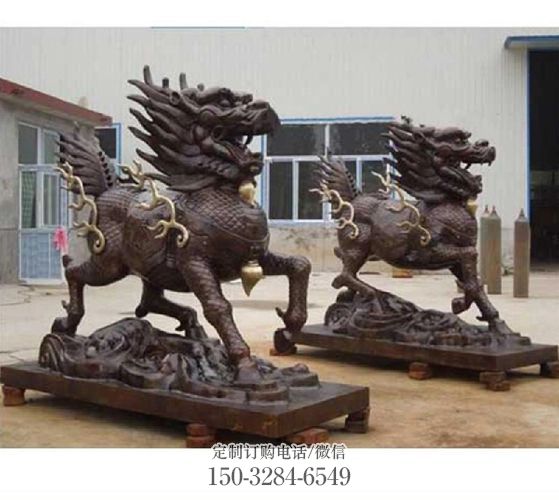 街道貔貅雕塑,大型动物雕塑,古铜效果 街道貔貅雕塑,大型动物雕塑,古铜效果