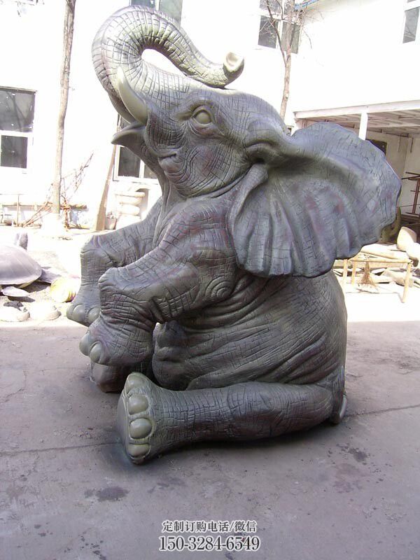 大象雕塑精选，多彩艺术，红铜大象雕塑生产