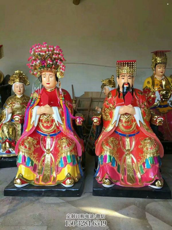 彩绘玉皇王母神像厂,鎏金效果,大型玉皇王母神像加工 彩绘玉皇王母神像厂,鎏金效果,大型玉皇王母神像加工
